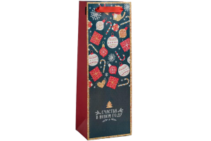 Пакет под бутылку «Счастья в Новом году» 13 × 36 × 10 см. 4984285